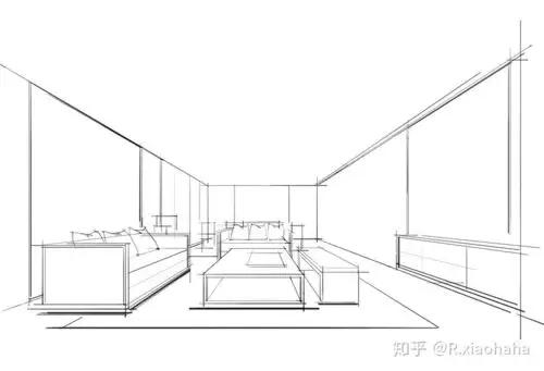 客厅空间电脑手绘速涂表现