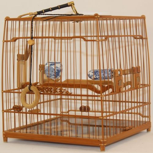 南京绣眼鸟笼 小镶顶全留青香草门花扎金线绣眼鸟笼 绣眼板笼 绣