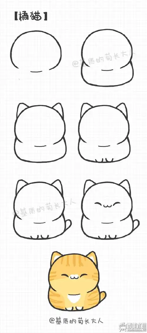 8种卡通简笔画小猫的画法教程
