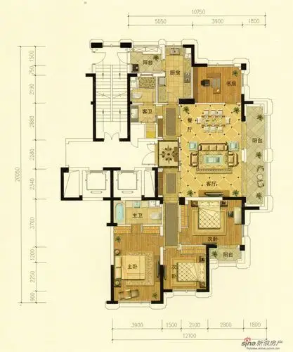 绿城玉兰花园三期 户型图 s1户型 四室二厅二卫(4/5张)