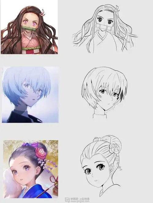 《王沐沐ht-266-233日系厚涂头部结构正侧面角度线稿》by 王沐沐