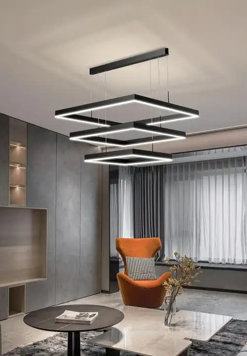 客厅吊灯现代简约2022年新款大厅主灯轻奢大气北欧网红极简方块灯