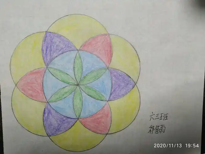 安塞区第二小学六年级三班用圆规创意作品展