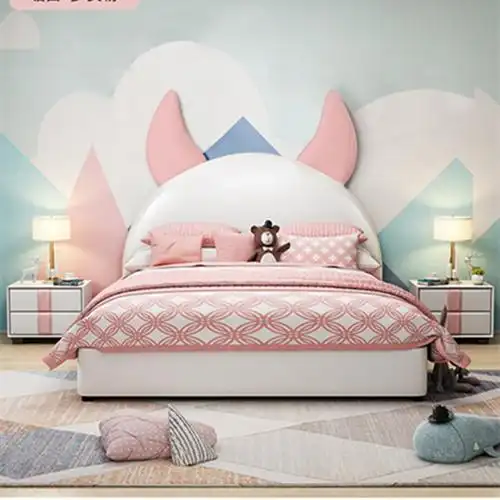 儿童床 皮床卡通网红1.5米储物床女孩男孩公主床实木双人床可定制