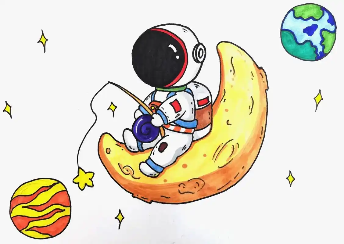 太空主题画来啦,你们想成为一名宇航员到神秘的太空探索遨游吗# - 抖