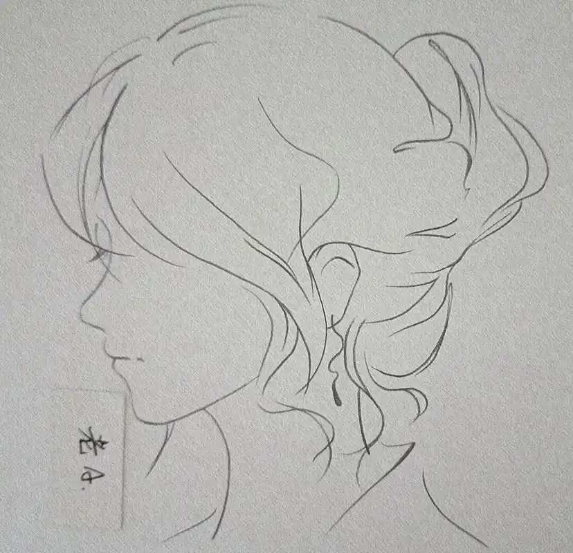 侧脸手绘过程图