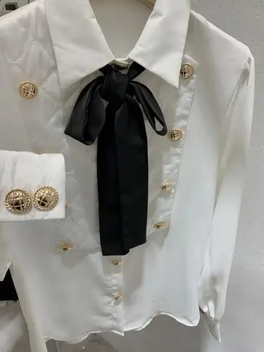 菱格法式复古飘带衬衫女秋冬长袖加厚设计感加厚上衣