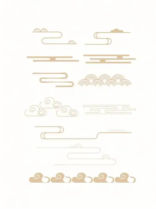 中国风传统线性祥云云纹装饰图案