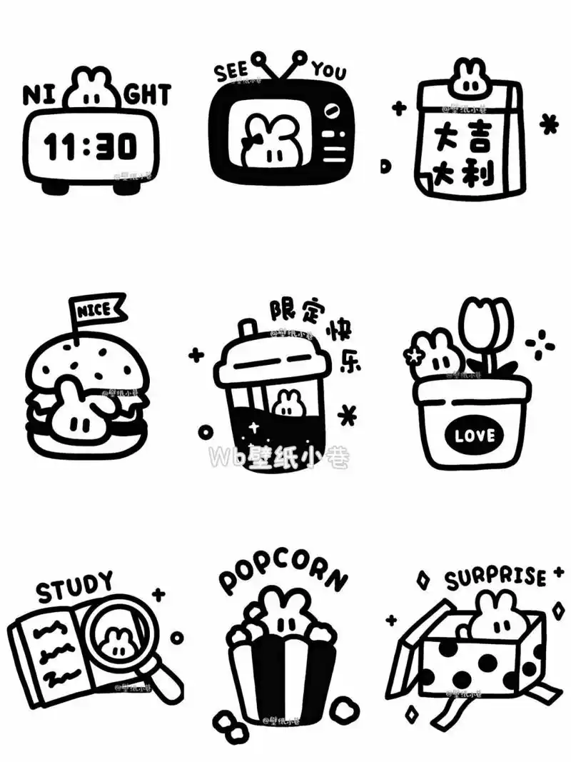 原创 | 黑白简笔画 ins风 背景图 线条 头像 禁止临摹印制商用二改