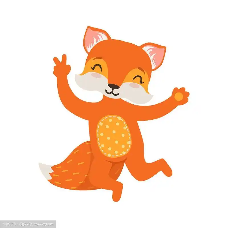 可爱的橙色狐狸角色跳舞有趣的卡通