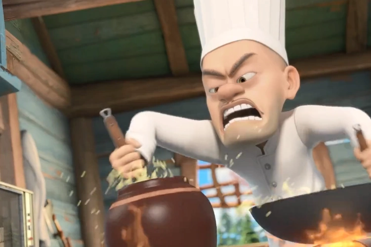 熊出没光头强进了厨房露了一手做出了自己的拿手好菜