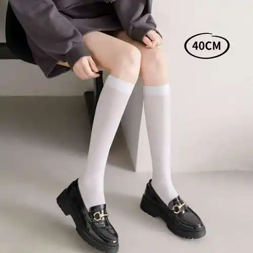 enjoy it小腿袜女夏季薄款白色丝袜jk袜子长筒过膝长袜半截中筒袜