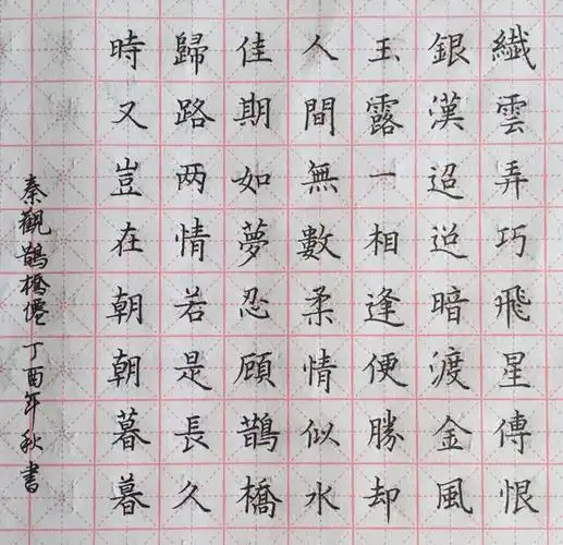 秦观《鹊桥仙》手写钢笔字笔友钢笔书法习作欣赏