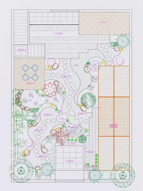 乡村禅意庭院平面方案