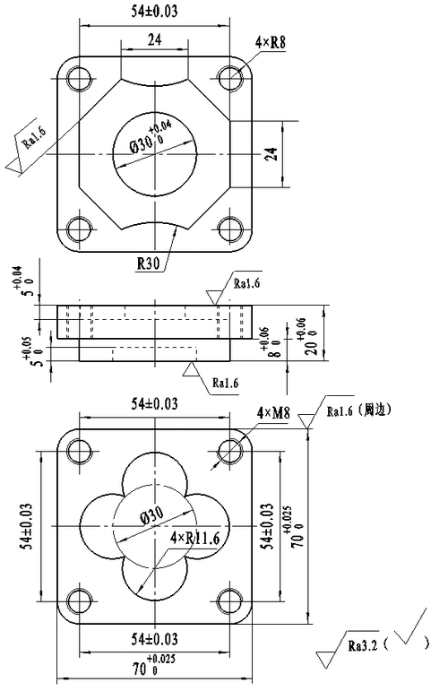数控铣削手工编程练习题