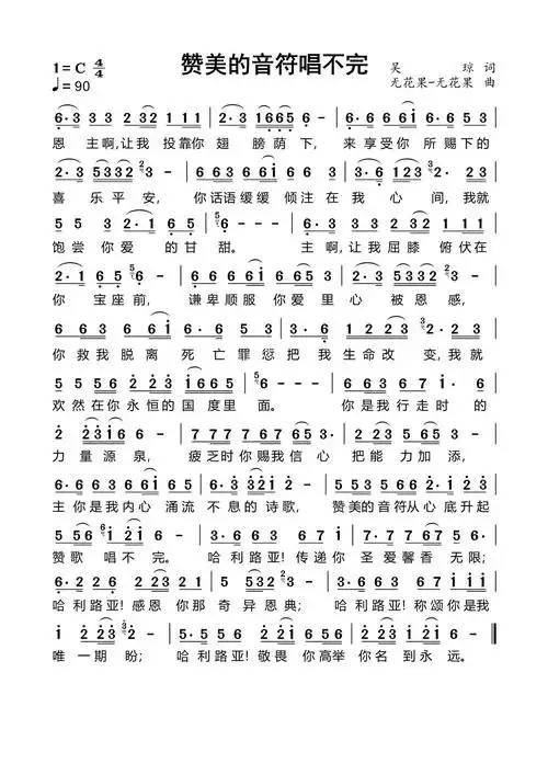 下载51 赞美的音符唱不完歌谱