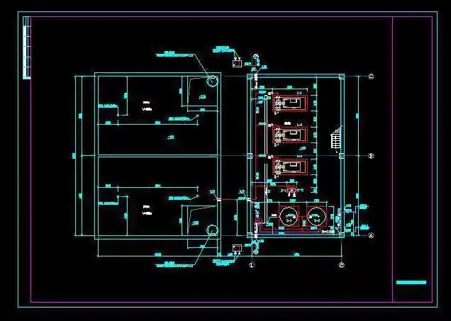 消防泵房给水排水平面图cad图纸