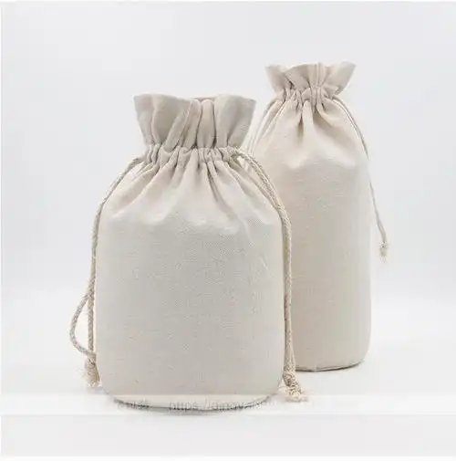 多尺寸圆底帆布收纳束口袋子大米包装抽绳袋红酒袋量大可印logo