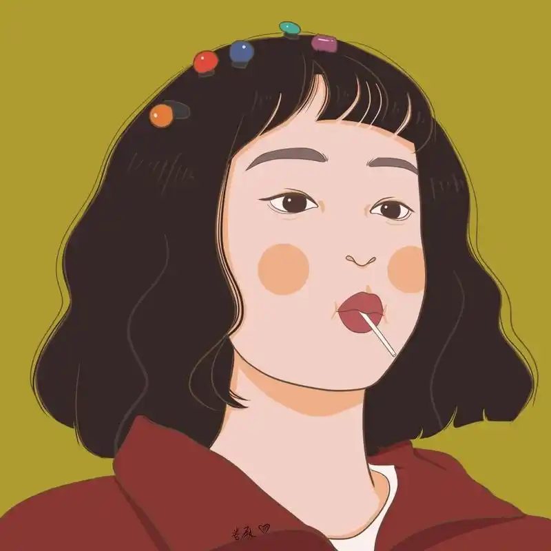 插画 | 头像 | 吸棒棒糖97短发的小仙女 图片92二改92商用92