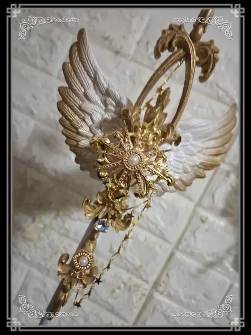 君梦lolita太阳阳之东月之西魔法权杖华丽红金cosplay配件