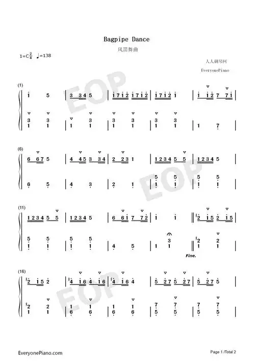 风笛舞曲bagpipedance双手简谱预览1