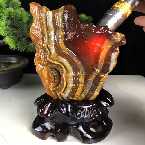 天然玛瑙原石红玉髓矿物晶体造景鱼缸石客厅玄关办公奇石家居摆件