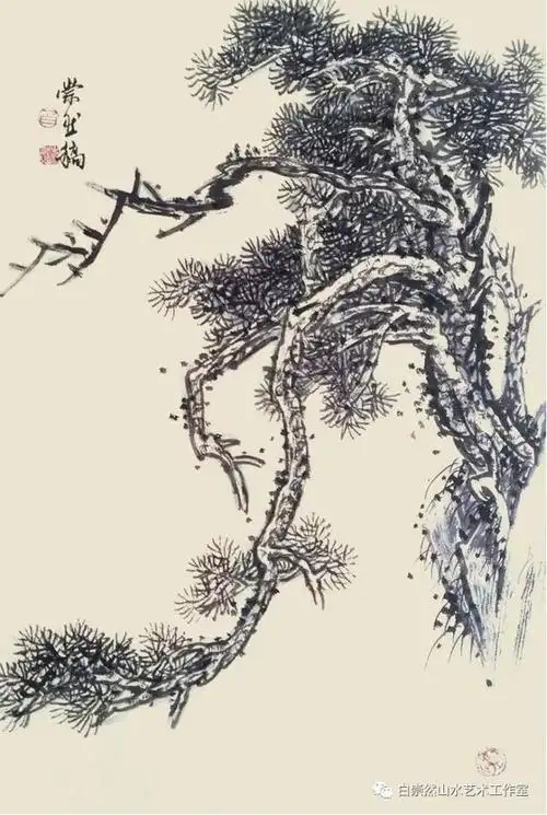 赞美松树的诗句值得收藏的88种国画松树画稿大全比芥子园还要细致
