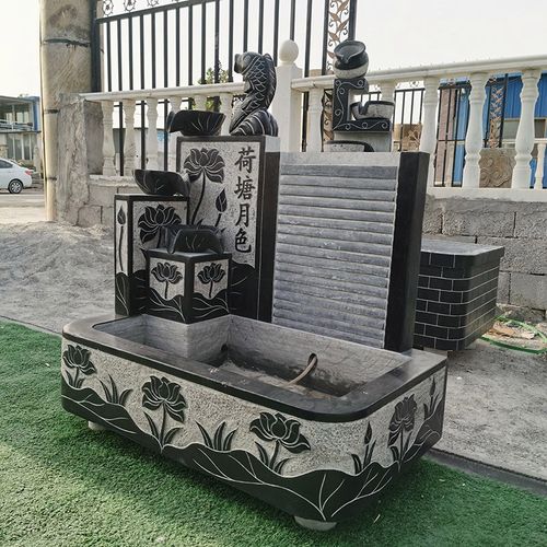 俊阳 石雕流水摆件洗手盆仿古青石鱼缸石盆户外庭院石槽花盆养鱼水池