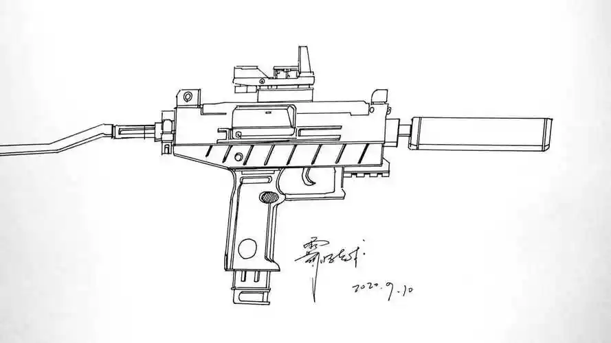 和平精英军备库枪械手绘全解析,近战之王uzi冲锋枪