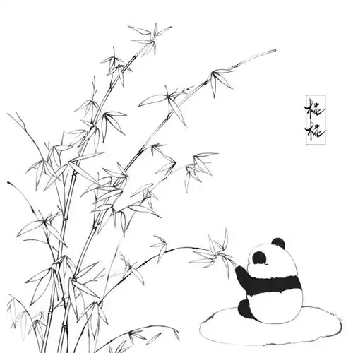 线稿74可爱熊熊的小竹林