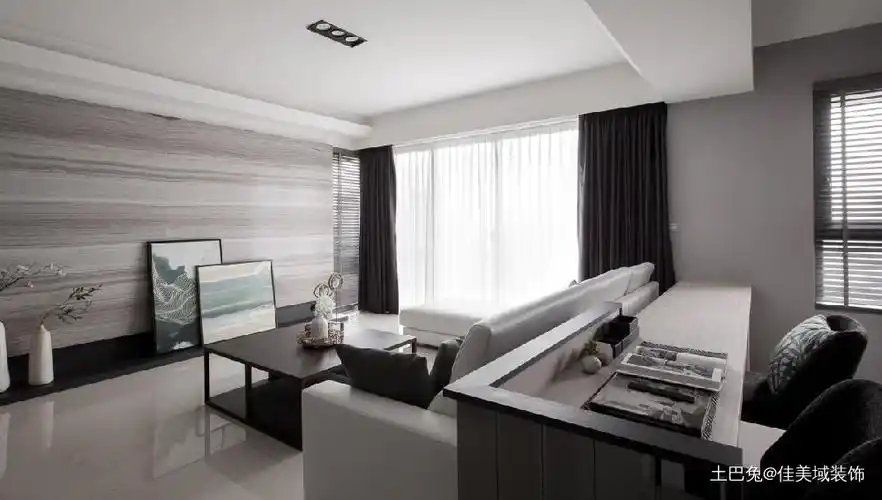 96㎡灰色系三房混搭住宅客厅北欧极简客厅设计图片赏析