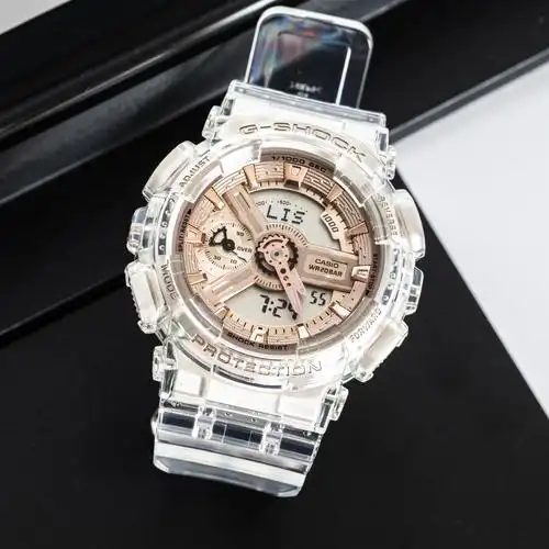 卡西欧gshock手表透明玫瑰金中性中性运动时尚gmas110sr7日韩腕表