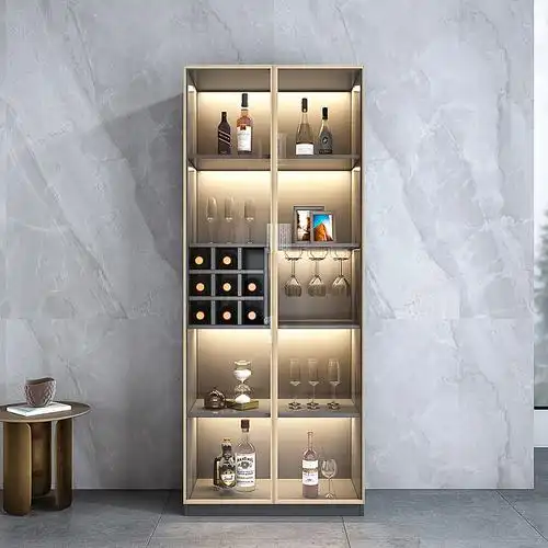现代酒柜客厅靠墙轻奢极简玻璃门展示柜家用餐边柜酒柜