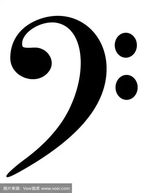 黑色音乐在白色背景上的低音谱号