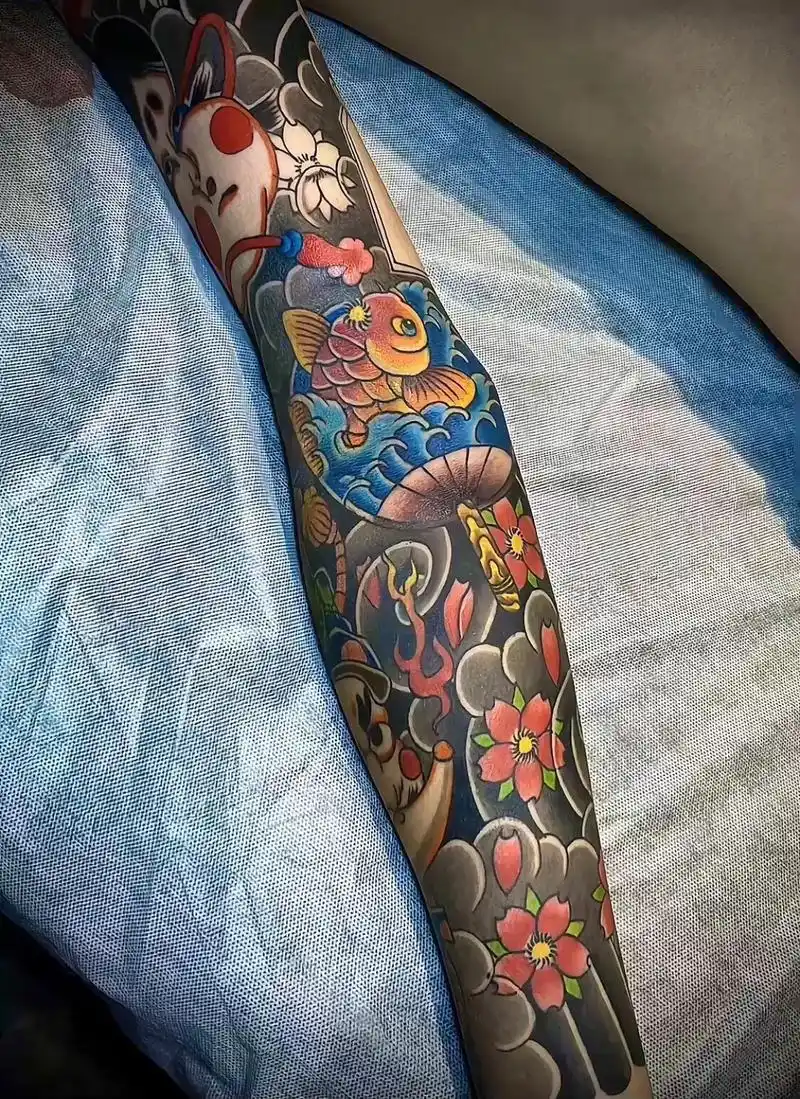 阜阳老传统.#纹身刺青 #日式老传统 #樱花臂 没有让人一见 - 抖音