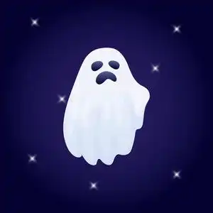 卡通万圣节幽灵人物黑暗背景矢量插图照片