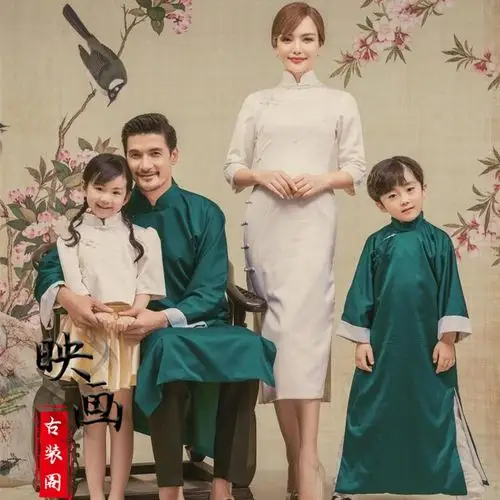 邓超孙俪民国全家福亲子影楼写真服民国长衫旗袍中国风古装写真服
