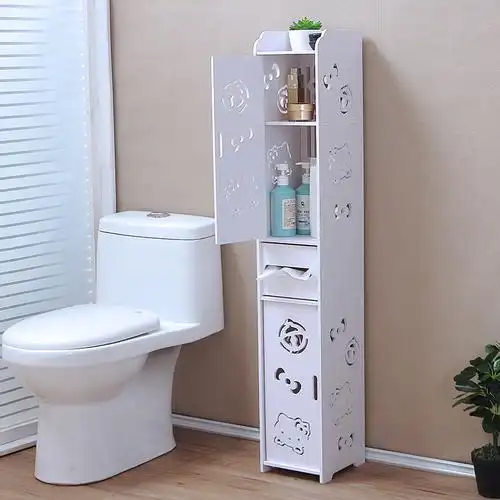 卫生间夹缝收纳柜落地ciaa防水马桶边柜侧柜多层置物架浴室带垃圾桶窄