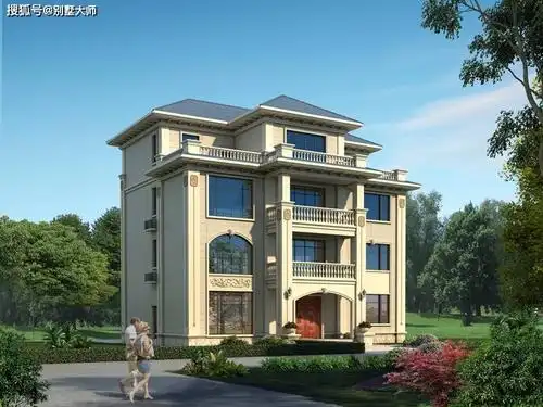 第三款:方正大气的农村四层设计图这款欧式四层别墅在农村自建是比较