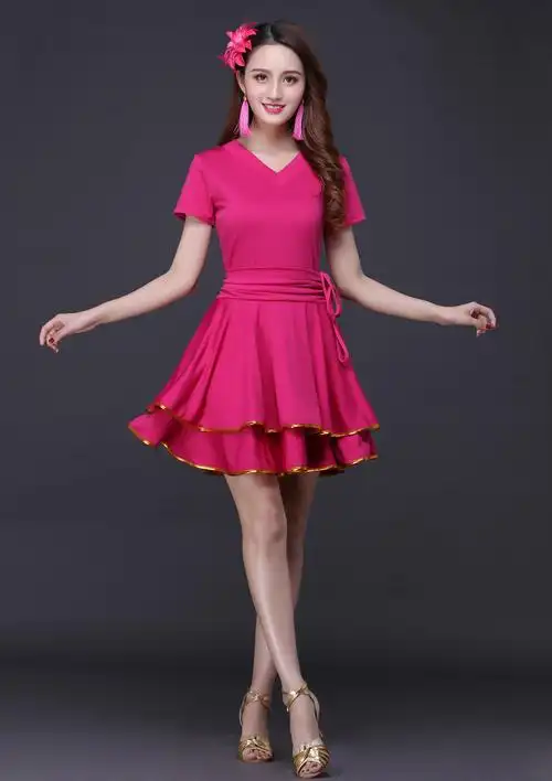 时尚女装2020广场舞服装新款套装短袖大摆裙大码跳舞表演出春夏女