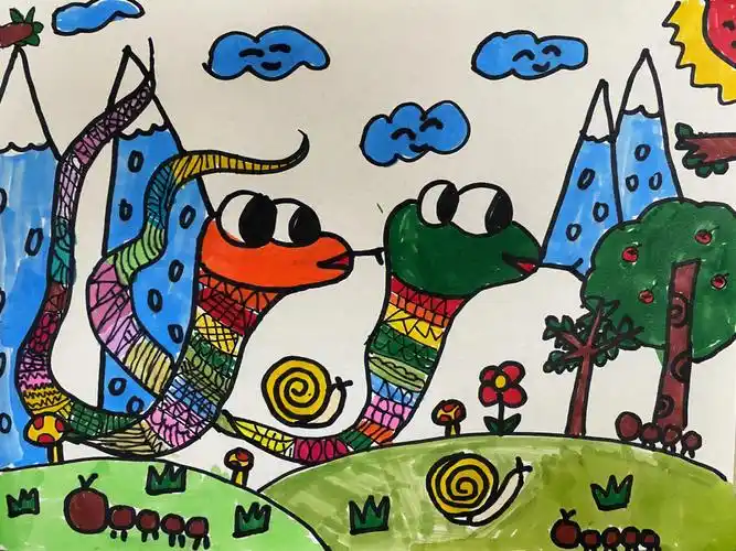 人美版一年级下册奇妙的爬行学生作品