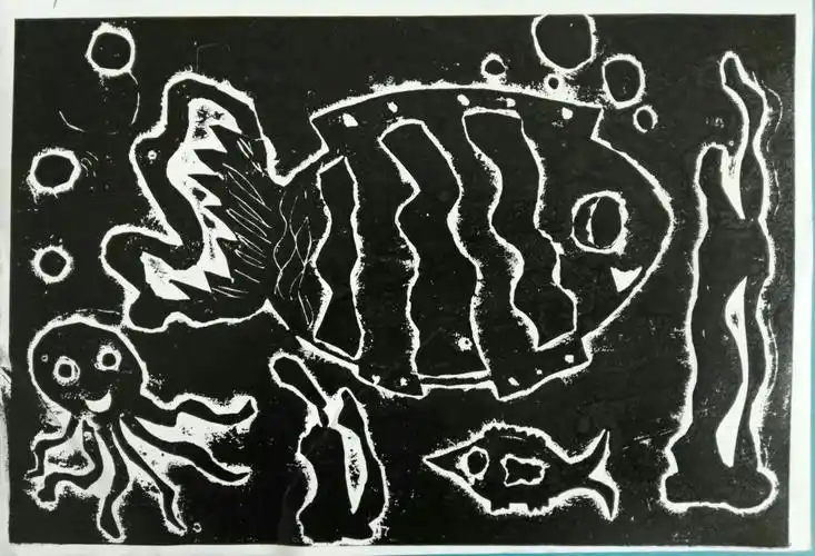 四年三和五班纸版画作品