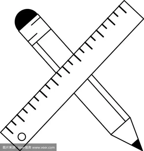 铅笔和尺子是黑白的