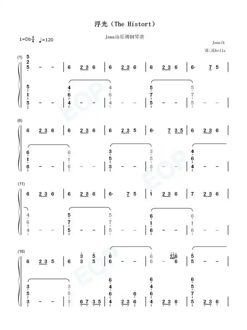 浮光 the history-jannik简谱己上线 236260 一春一秋,如诗如歌