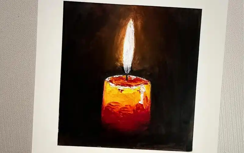 油画棒烛火绘画过程