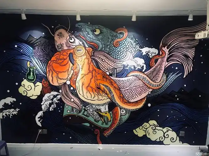 家装墙绘壁画装饰画涂鸦彩绘网红背景墙散工施工监理提供暖气工安装工