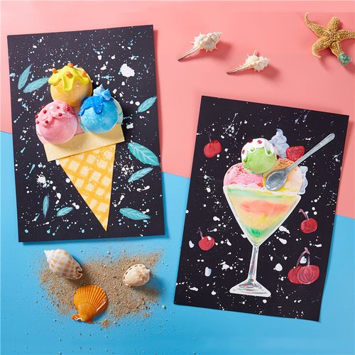 儿童创意冰淇淋手工diy材料包幼儿园夏天美劳区角粘贴制作玩具