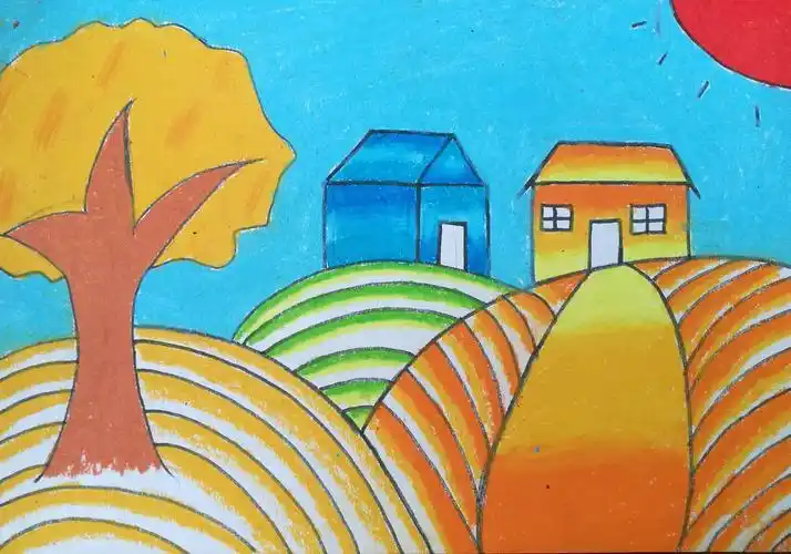 儿童画儿童画简笔画幼师文化绘画秋天丰收简笔画丰收桶的简笔