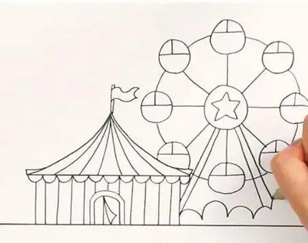 摩天轮怎么画简单又好看 中级简笔画教程-第1张