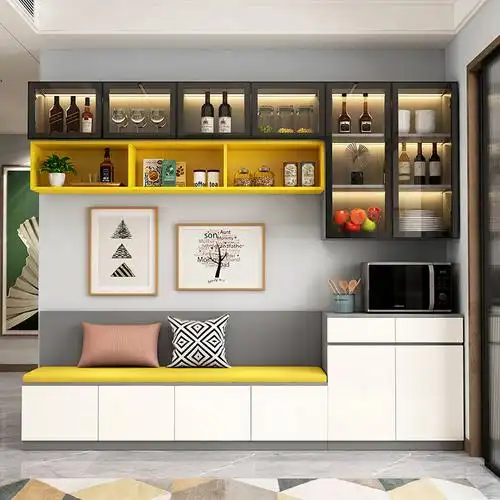 轻奢卡座餐边柜一体靠墙家用小户户型餐厅客厅餐边柜